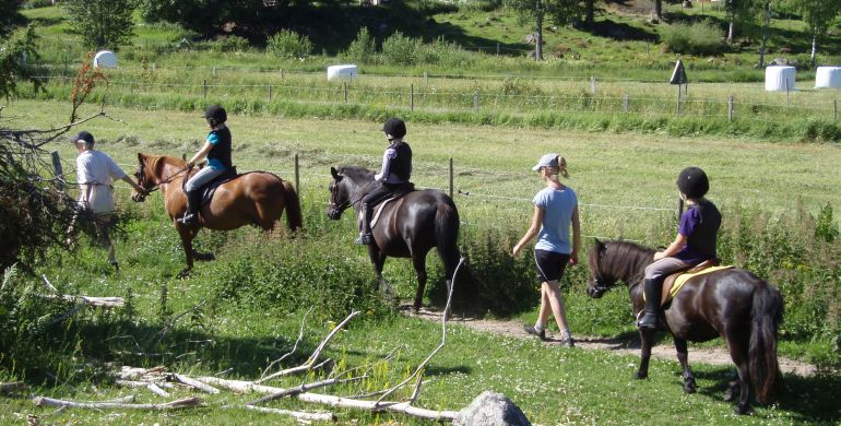 Barn som rider på led